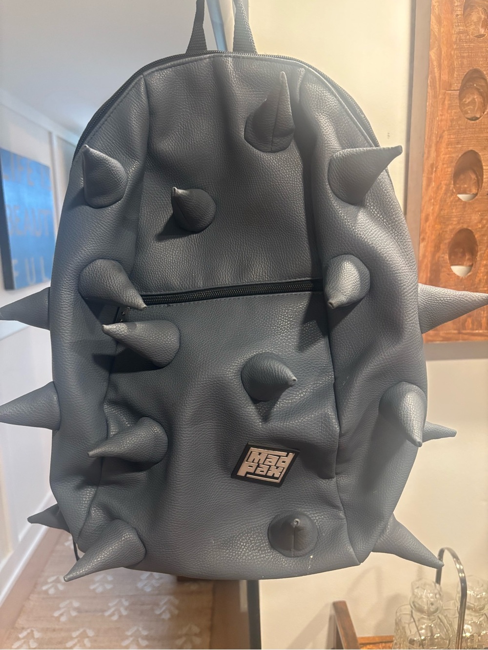 MadPax Gray 3D Spiked Backpack Punk Dinosaur School Bag